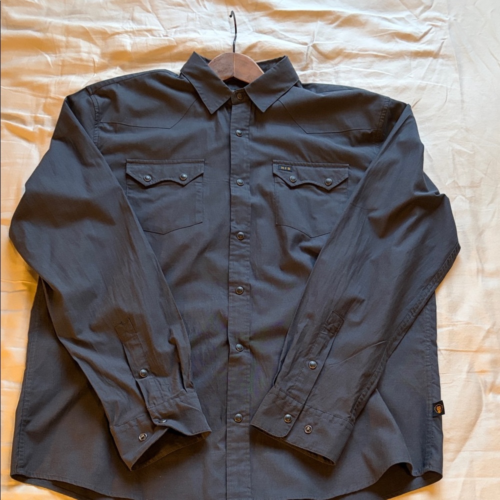 Howler Brothers Men's Button-Down Shirt in Charcoal Gray